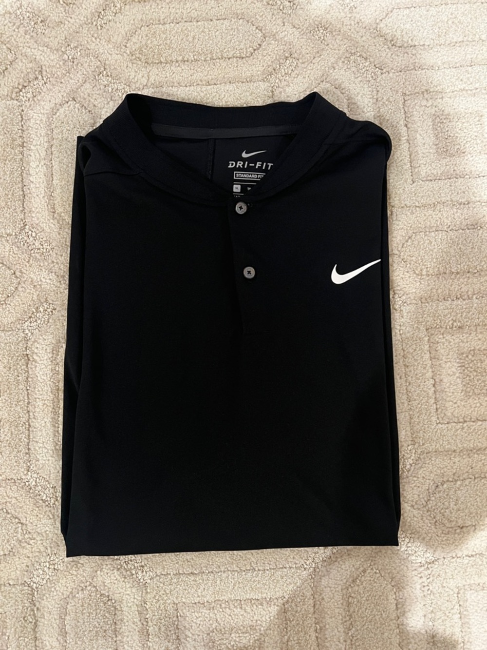 Nike Black Dri-FIT Short Sleeve Polo with White Swoosh